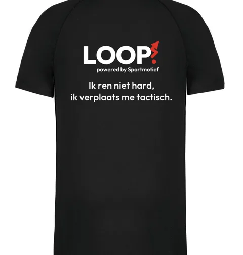 Zwart LOOP!-shirt achterkant met tekst